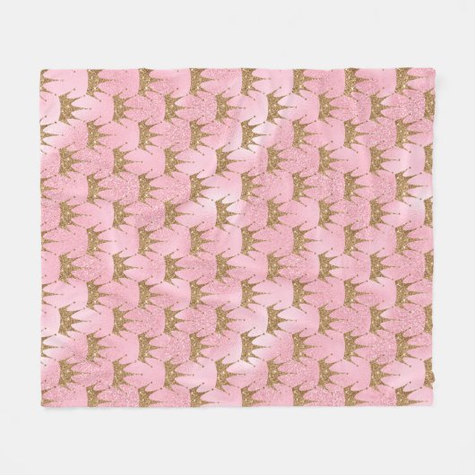  roze glitter en goudprinses Crown Fleece Deken (Voorkant (Horizontaal))