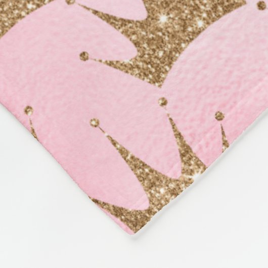 roze glitter en goudprinses Crown Fleece Deken (Hoek)