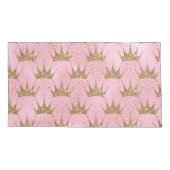  roze glitter en goudprinses Crown Kussensloop (Achterkant)