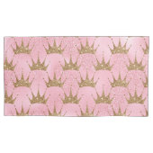 roze glitter en goudprinses Crown Kussensloop (Voorkant)