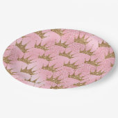  roze glitter en goudprinses Crown Papieren Bordje (Gekanteld)