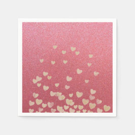 Roze Glitter en Hartjes Servetten