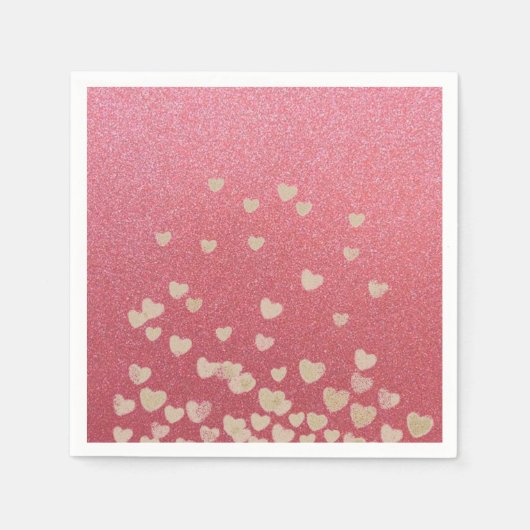 Roze Glitter en Hartjes Servetten (Voorkant)