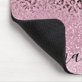 Roze Glitter en Leopard Patroon - Personaliseren Muismat (Hoek)