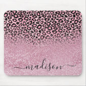 Roze Glitter en Leopard Patroon - Personaliseren Muismat (Voorkant)