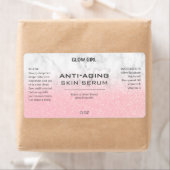 Roze glitter- en marmer-serumetiketten etiket (Insitu)