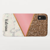 Roze glitter en marmeren geometrisch goud mobiel Case-Mate iPhone case (Achterkant (horizontaal))