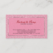 Roze glitter en metalen zilveren accenten visitekaartje (Achterkant)