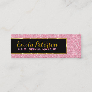 Roze glitter en metallic gouden accenten mini visitekaartje