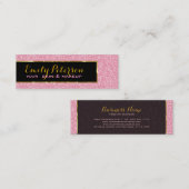 Roze glitter en metallic gouden accenten mini visitekaartje (Voorkant / Achterkant)