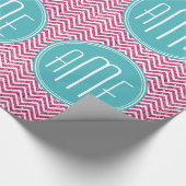 Roze Glitter en Mint Aangepast Monogram Cadeaupapier (Hoek)