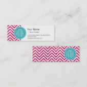 Roze Glitter en Mint Aangepast Monogram Mini Visitekaartje (Voorkant / Achterkant)