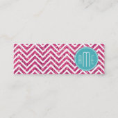 Roze Glitter en Mint Aangepast Monogram Mini Visitekaartje (Achterkant)