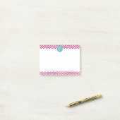 Roze Glitter en Mint Aangepast Monogram Post-it® Notes (Op bureau)