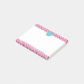 Roze Glitter en Mint Aangepast Monogram Post-it® Notes (Schuin)