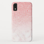 Roze glitter en roos goudmarmer ombre Case-Mate iPhone case (Achterkant)