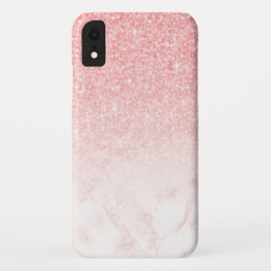 Roze glitter en roos goudmarmer ombre Case-Mate iPhone case