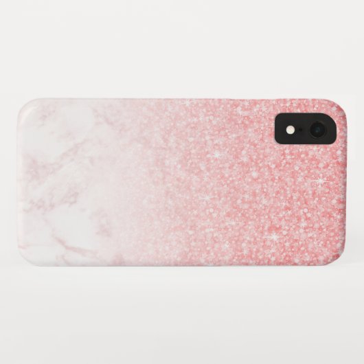 Roze glitter en roos goudmarmer ombre Case-Mate iPhone case (Achterkant (horizontaal))