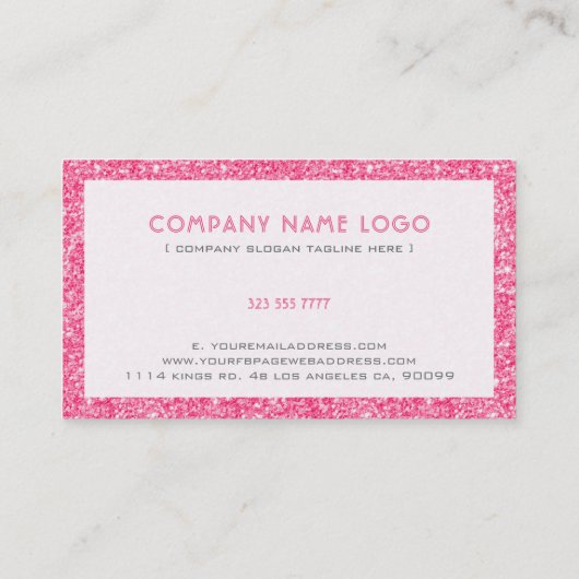 Roze glitter en sparkles roze accenten visitekaartje (Achterkant)
