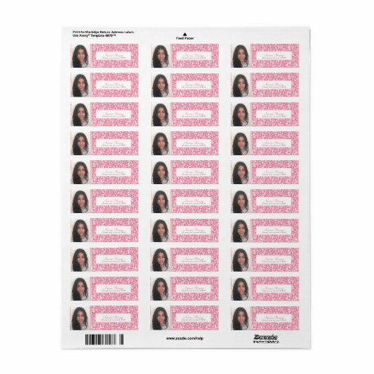 Roze glitter en streep-Afstuderen foto Etiket (Full Sheet)