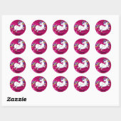 Roze glitter en Unicorn Ronde Sticker (Vel)