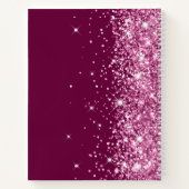 Roze Glitter en Wine Girly Sketchbook Notitieboek (Achterkant)