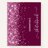 Roze Glitter en Wine Girly Sketchbook Notitieboek (Voorkant)