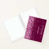 Roze Glitter en Wine Girly Sketchbook Notitieboek (Binnen)