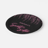 Roze Glitter en Zwart Sweet 16 Verjaardag Papieren Bordje (Gekanteld)