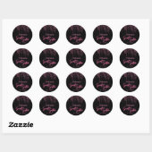Roze Glitter en Zwart Sweet 16 Verjaardag Ronde Sticker (Vel)