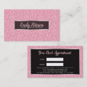 Roze glitter en zwart zilver accenten - Afspraak Afsprakenkaartje (Voorkant / Achterkant)