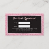 Roze glitter en zwart zilver accenten - Afspraak Afsprakenkaartje (Achterkant)