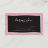 Roze glitter en zwart zilver accenten visitekaartje (Achterkant)