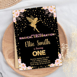 Roze Glitter Fairy Verjaardag Uitnodigingen