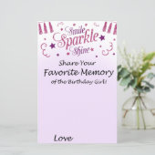 Roze glitter Favoriete Memory of the Birthday Girl (Staand voorkant)