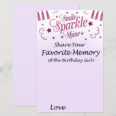 Roze glitter Favoriete Memory of the Birthday Girl (Voorkant / Achterkant)