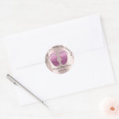 Roze Glitter Feet Baby shower Favor Dank je Ronde Sticker (Envelop)