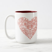 Roze Glitter Filigree Mok Valentijn op maat (Links)