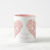 Roze Glitter Filigree Mok Valentijn op maat (Midden)