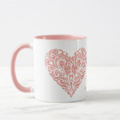 Roze Glitter Filigree Mok Valentijn op maat (Links)