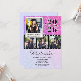 Roze Glitter Filmstrook Afstudeerfoto Kaart