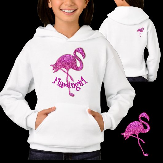 Roze glitter flamingo - aanpasbare tekst