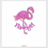 Roze glitter flamingo - aanpasbare tekst sticker (Vel)