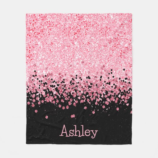 Roze Glitter Fleece Blanket (Voorkant)