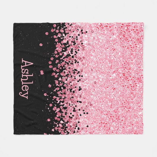 Roze Glitter Fleece Blanket (Voorkant (Horizontaal))