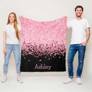 Roze Glitter Fleece Blanket Deken