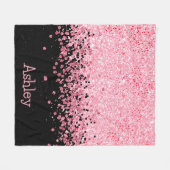 Roze Glitter Fleece Blanket Deken (Voorkant (Horizontaal))
