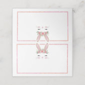 Roze Glitter Floral Bunny Verjaardag Plaats Kaarte Plaatskaartje (Buitenkant ongevouwen)
