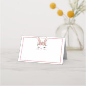 Roze Glitter Floral Bunny Verjaardag Plaats Kaarte Plaatskaartje (Voorkant)