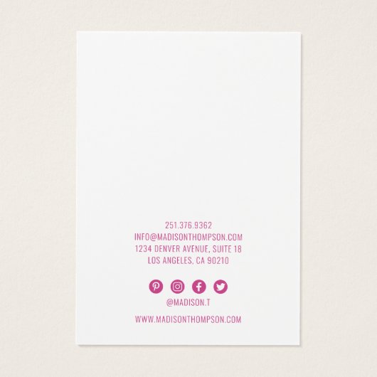 Roze Glitter Floral Earring Display Visitekaartje (Achterkant)